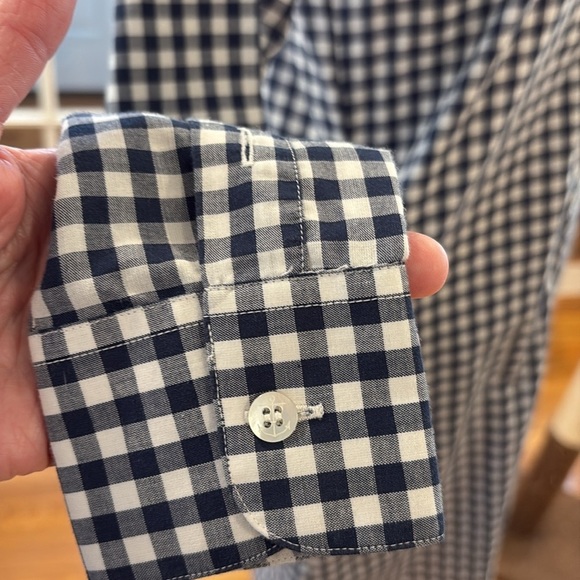 Kiel James Patrick Scalloped Oxford blue/white checkered shirt dress. Size XS - Picture 5 of 11